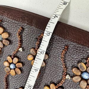 Brighton Vintage Braun Leder Holz Perlen Crossbody Handtasche Geldbörse Boho Tasche Bild 8