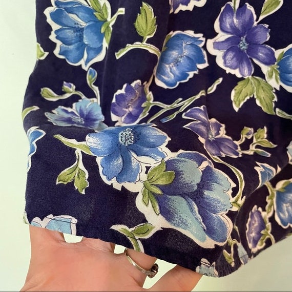 Vintage 1990’s Blue Large Floral Print Midi Dress - image 5