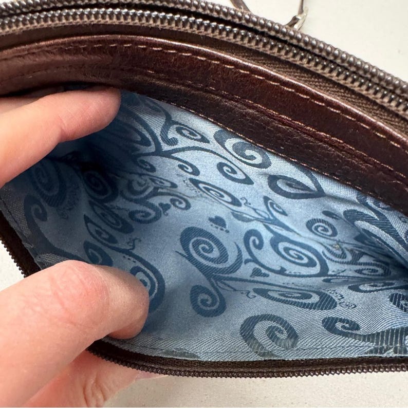 Brighton Vintage Braun Leder Holz Perlen Crossbody Handtasche Geldbörse Boho Tasche Bild 6