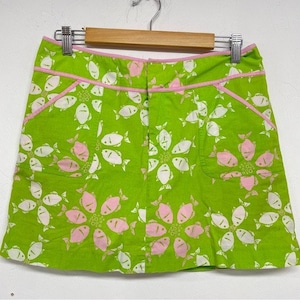 Lilly Pulitzer Vintage Green Floral Mini Skirt 8