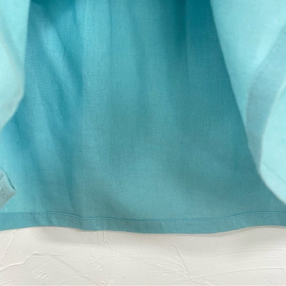 Vintage Linen Blend Blue Button Down Shirt Womens… - image 5