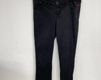 Tripp NYC Vintage Gothic Schwarz Slim Fit Jeans Damen 18 Goth Emo Grunge Y2K