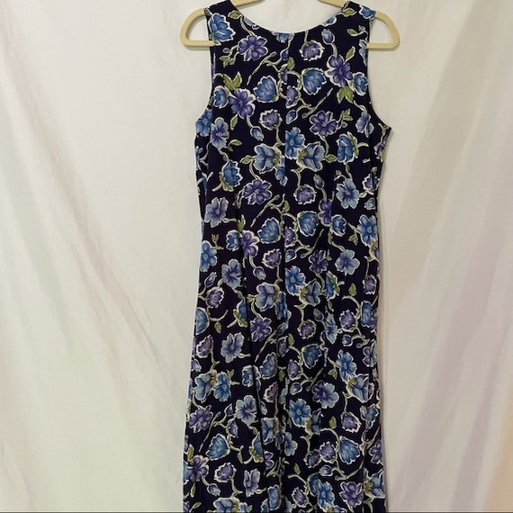 Vintage 1990’s Blue Large Floral Print Midi Dress - image 4