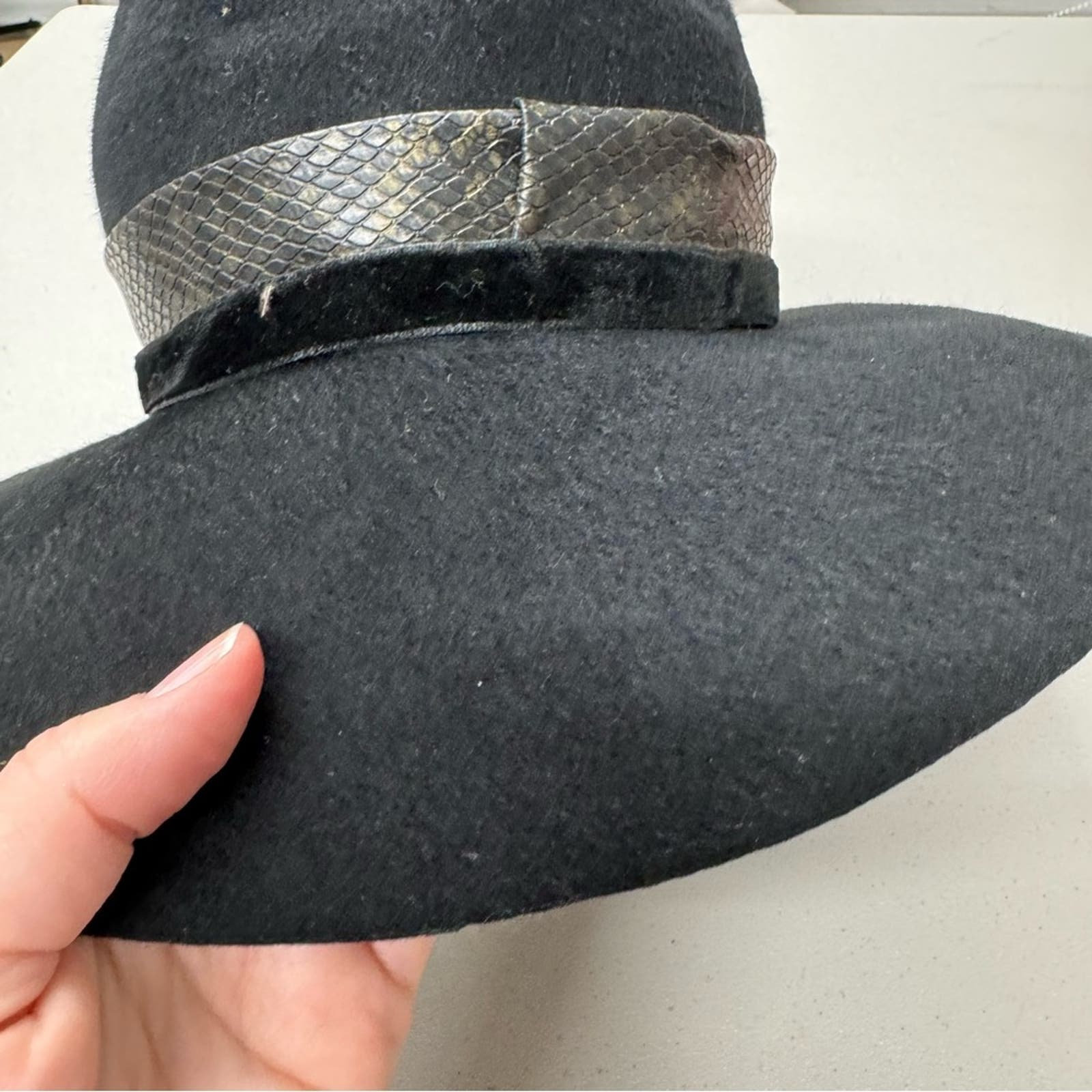 Vintage Glenover Black Wool Leather Trim Womens Hat Boho Vintage Woman main image 4