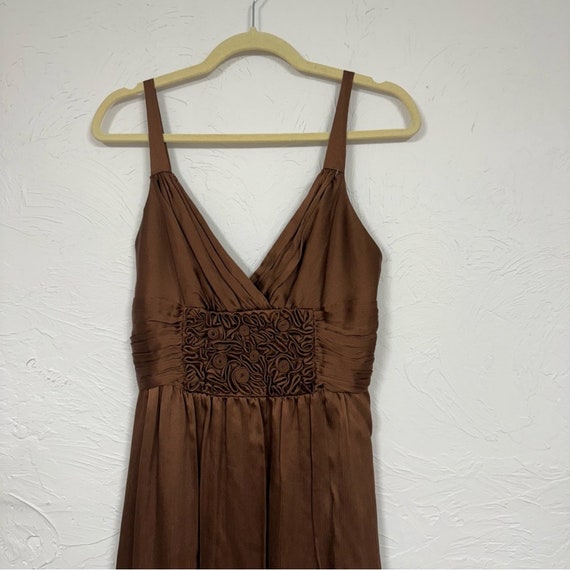 bcbgmaxazria brown dress Vintage Bcbgmaxazria Brown Silk Y2K Mini Dress Womens 6 Bubble Hem  Sleeveless