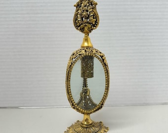 Vintage Stylegefertigt NY Gold Filigree Parfüm Ormolu Rose Cherub Eitelkeitsdekor