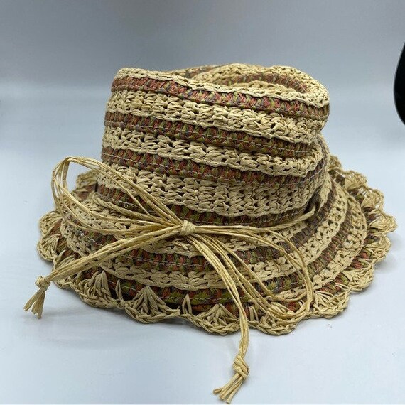 Vintage Woven Toyo Crochet Sun Hat Bucket Hat