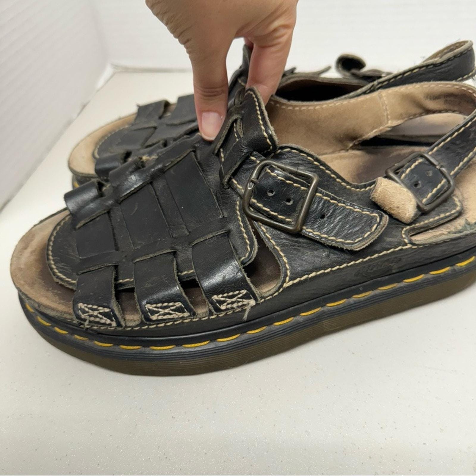 Vintage Dr. Martens Fisherman Sandal shoes England Mens 10 Doc Leather 90s Y2K Vintage Dr Doc Martens Sandals Mens 10 Fisherman Chunky  main image 3
