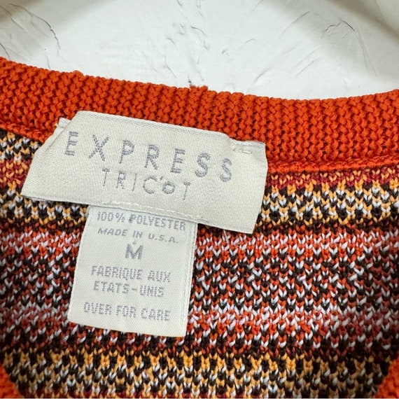 Vintage Express Orange Grandma Core V Neck Sweate… - image 6