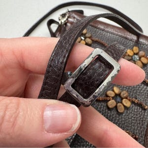 Brighton Vintage Braun Leder Holz Perlen Crossbody Handtasche Geldbörse Boho Tasche Bild 9