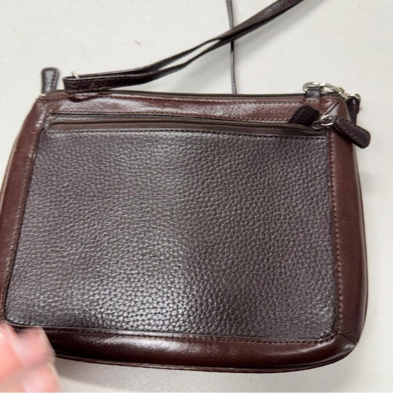 Brighton Vintage Braun Leder Holz Perlen Crossbody Handtasche Geldbörse Boho Tasche Bild 4