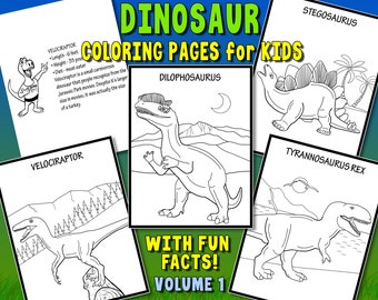 Download Dinosaur Coloring Etsy