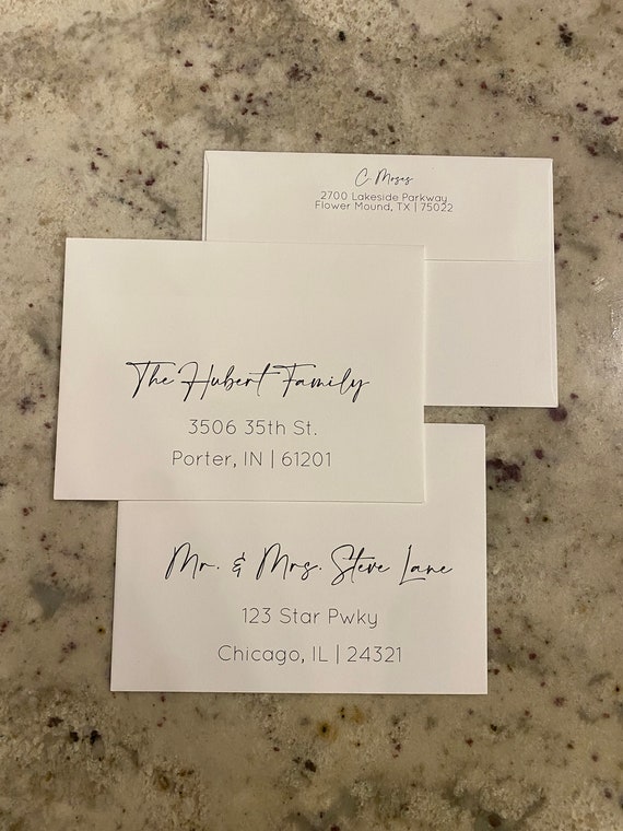 Bulk Custom Envelope Return Address on Back Wedding Envelope Etsy