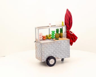 Miniature Street Vendor Cart: 1/6 Scale Hand-Crafted Replica