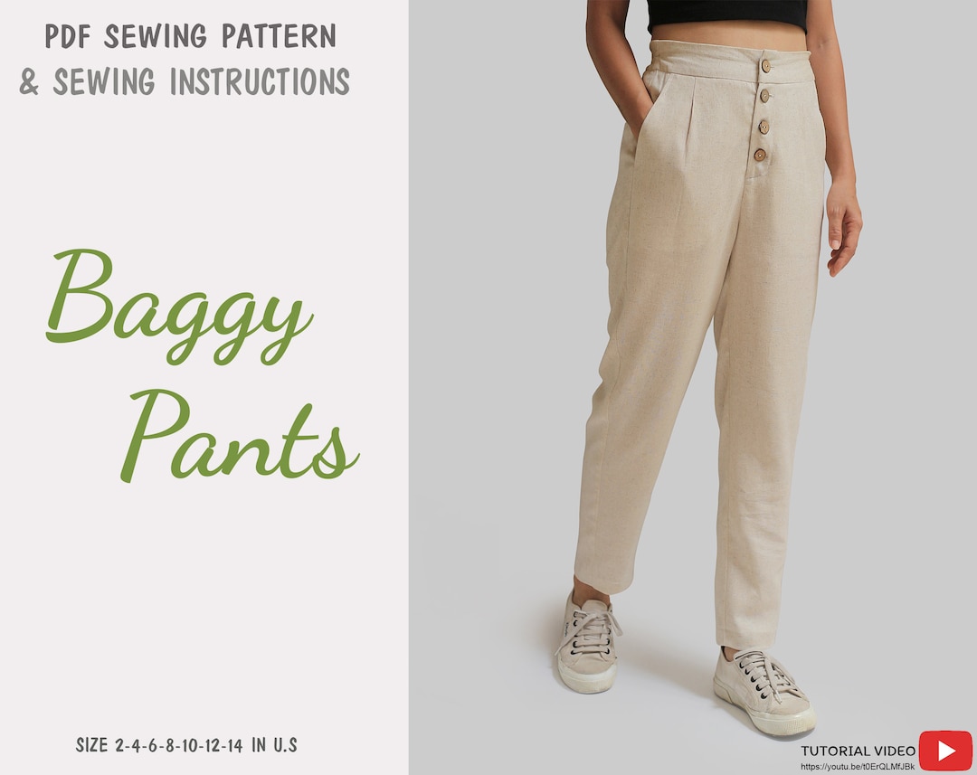 Baggy Pants PDF Printable Sewing Pattern Instant Download Etsy
