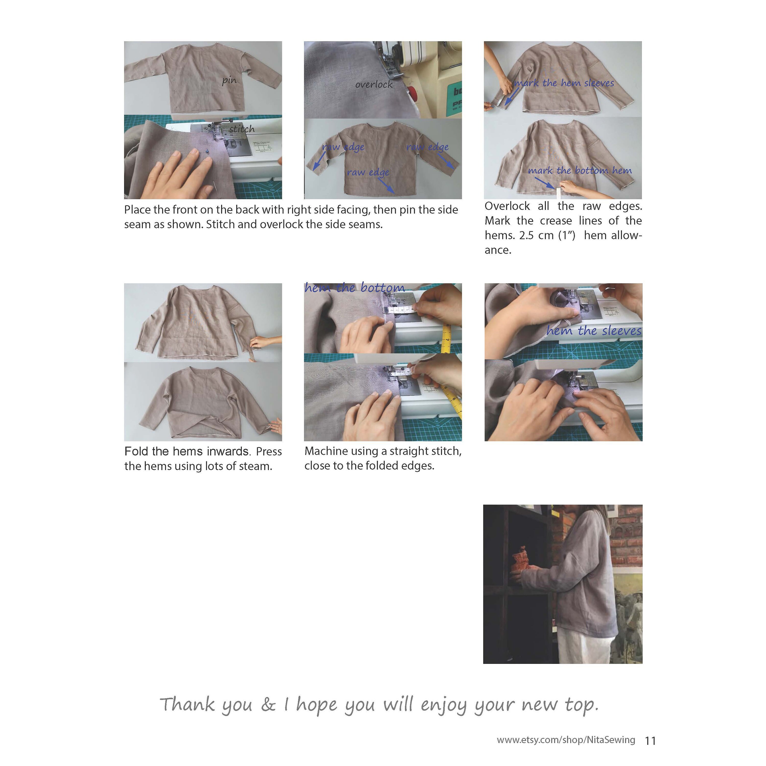 6 Patterns—digital PDF Sewing Pattern—download Instantly With Detailed ...