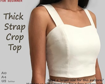 Thick Strap Crop Top PDF Pattern | DIY Sewing Pattern for Women | Digital Instant Download
