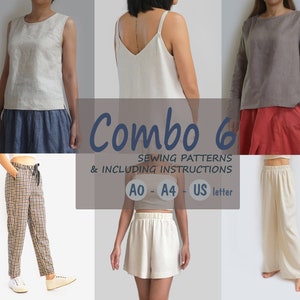 6 modelli - Modello di cucito digitale in PDF - Scarica subito con istruzioni dettagliate