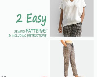 Linen Top & Elastic Waist Pants PDF Pattern—Download instantly with detailed instructions