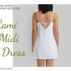 Beginner PDF Cami Midi dress sewing pattern, instant download U.S size 2,4,6,8,10 A0,A4 or U.S letter zdjęcie 1