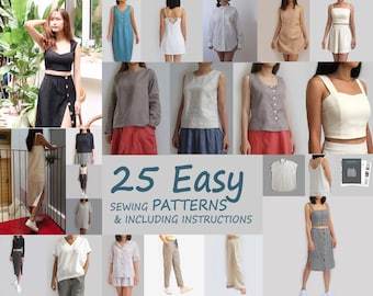 25 Easy pattern- PDF Sewing Pattern, Instant download - U.S size ,2,4,6,8,10,12,14 - A0, A4, U.S