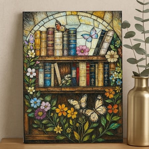 Vintage Style Books Floral Painting Poster Print Poster Book Lover Gift Wallart Librarian Book Nerd Illustration Dark Academia Books Gifts