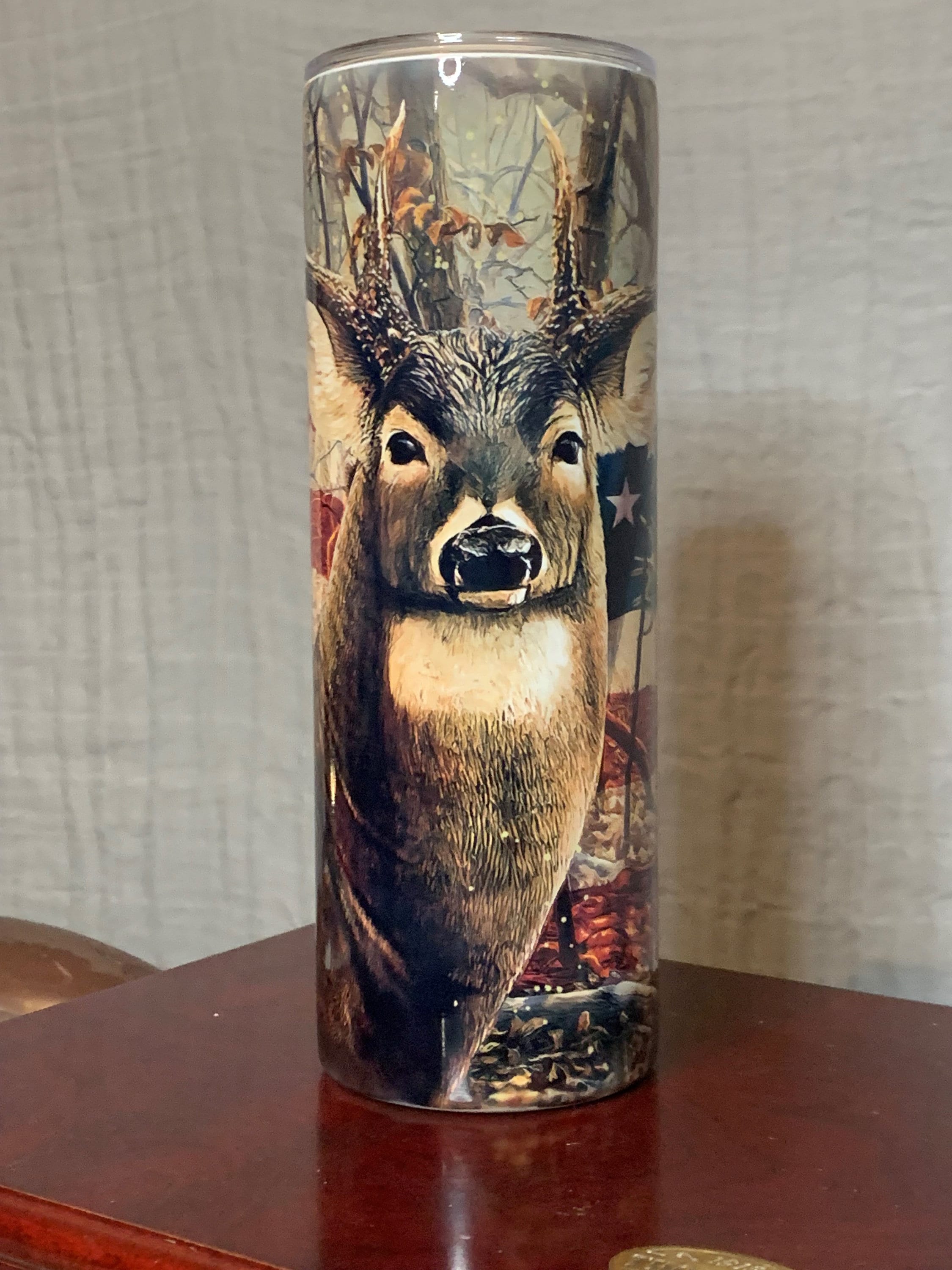 Deer Hunters 20 ounce skinny tumbler - metal sublimation design