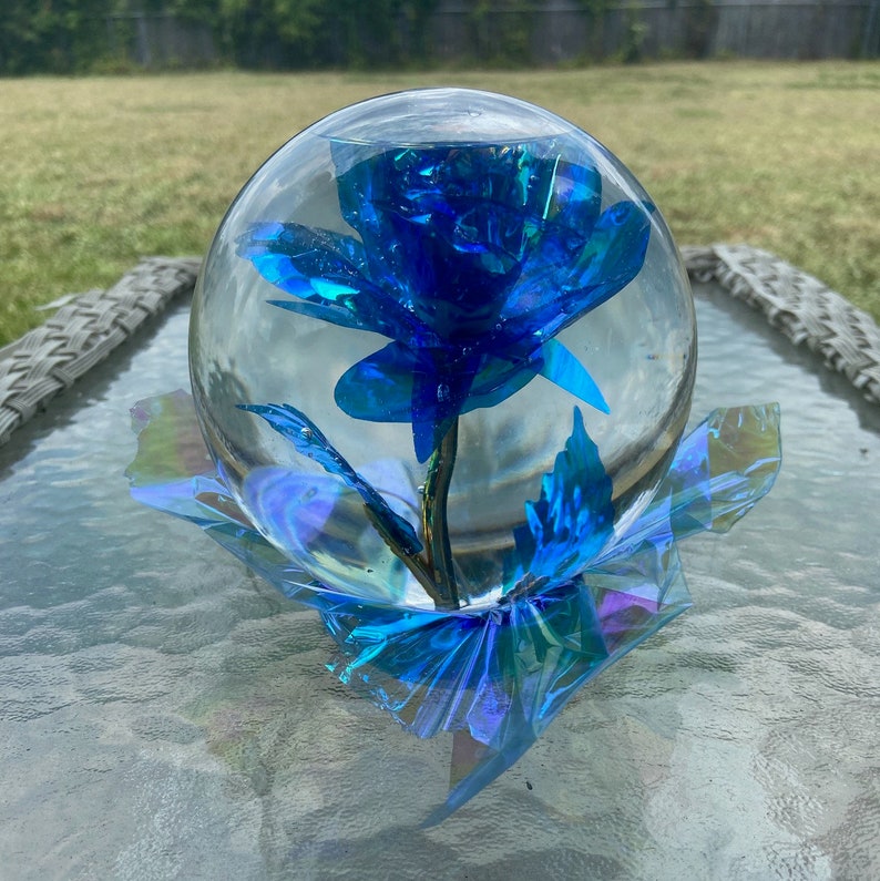 Blue Galaxy Rose Globe Etsy