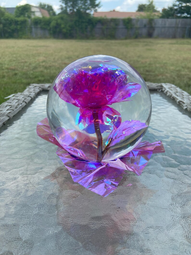 Pink Galaxy Rose Globe Etsy