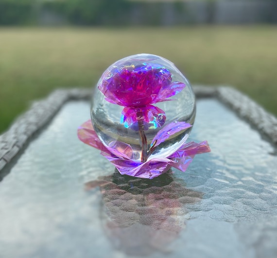 Pink Galaxy Rose Globe Etsy