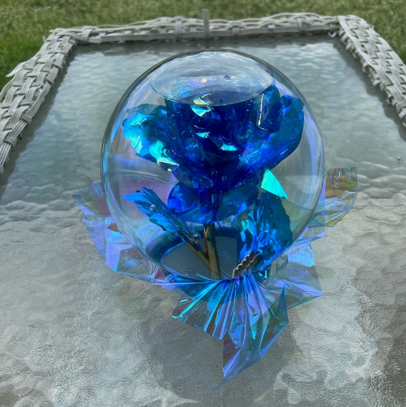 Blue Galaxy Rose Globe Etsy