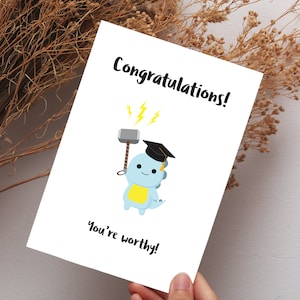 Tarjeta de graduación imprimible/ ¡Felicitaciones! ¡Eres digno! Tarjeta/ Tarjeta de graduación feliz/ Tarjeta de convocatoria feliz/ Tarjeta inspirada en Marvel