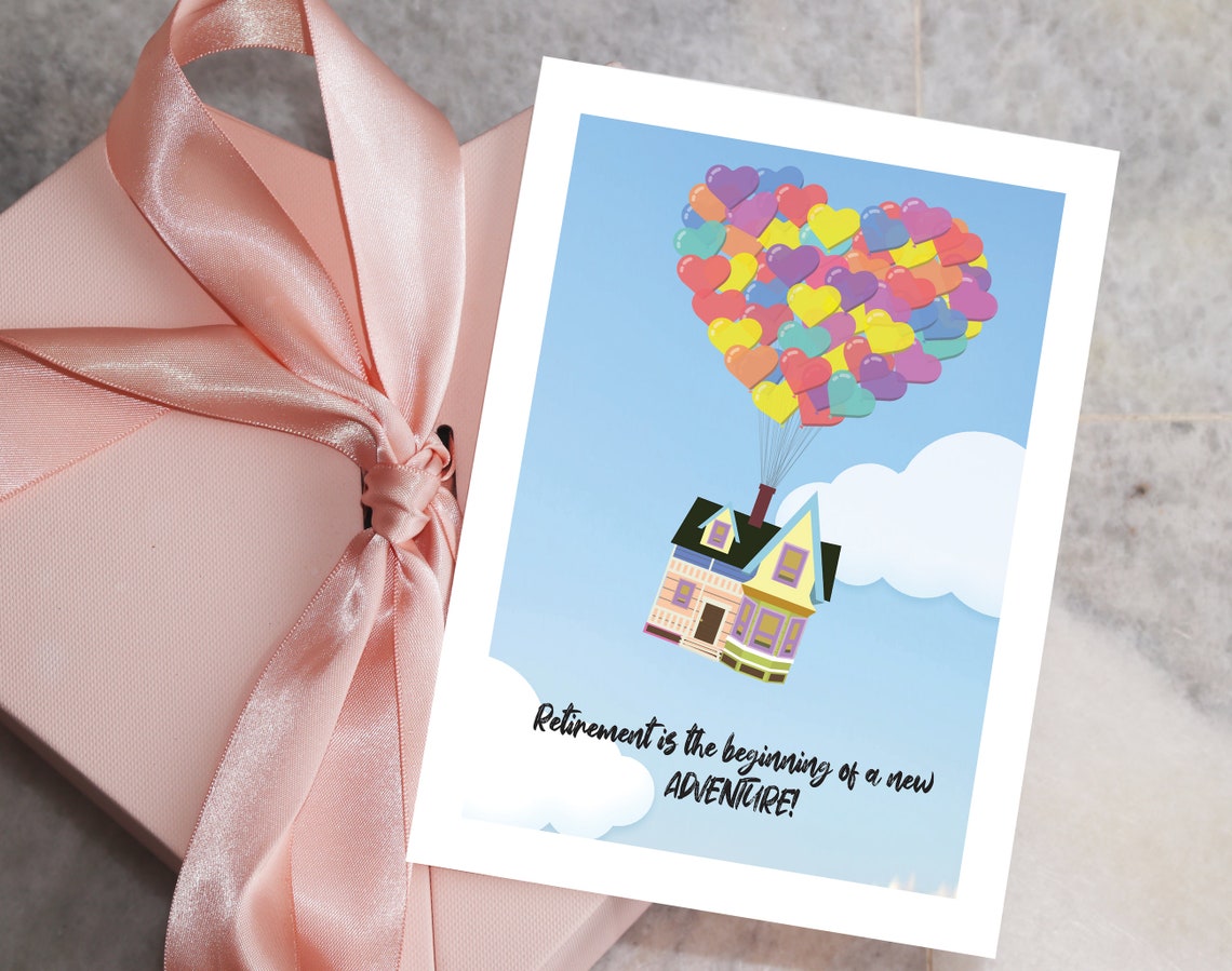 printable happy retirement card up inspired card disney etsy