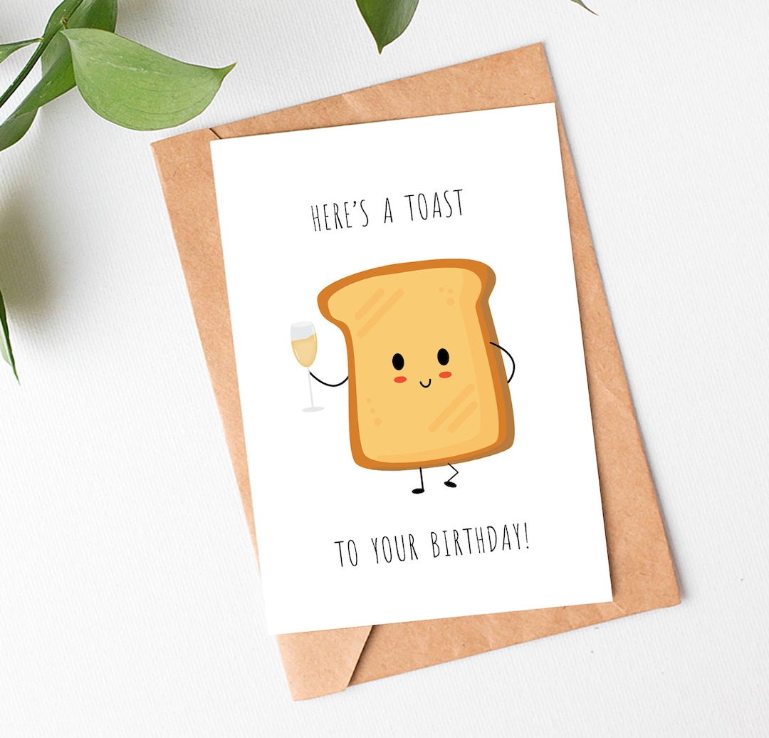 Printable Birthday Card / Here's a Toast to Your Birthday Etsy