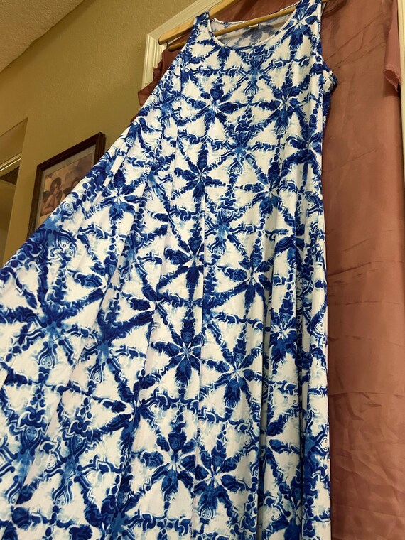 Michael Kors - Women's Dress - Size Large - Blue & White Floral Long Dress  - RN 11818 - Cotton / Polyester - Excellent Condition Vintage Gem - Etsy