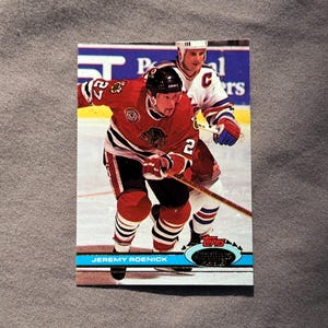 1991 Stadium Club Hockey - Jeremy Roenick - Carte de 2e année n° 46 - Parfait état/en parfait état - Un bijou légendaire des Coyotes de Phoenix et des Blackhawks de Chicago !