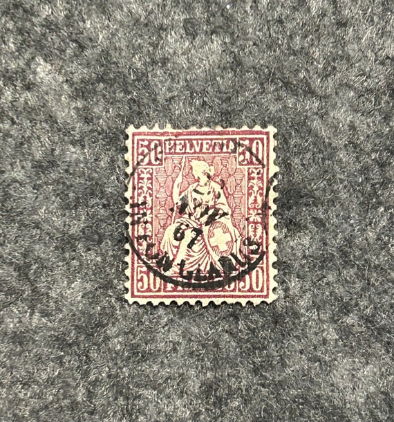 スイス / ヘルベティア 50 フランコ切手 - 1867 スコット #59 - レッド