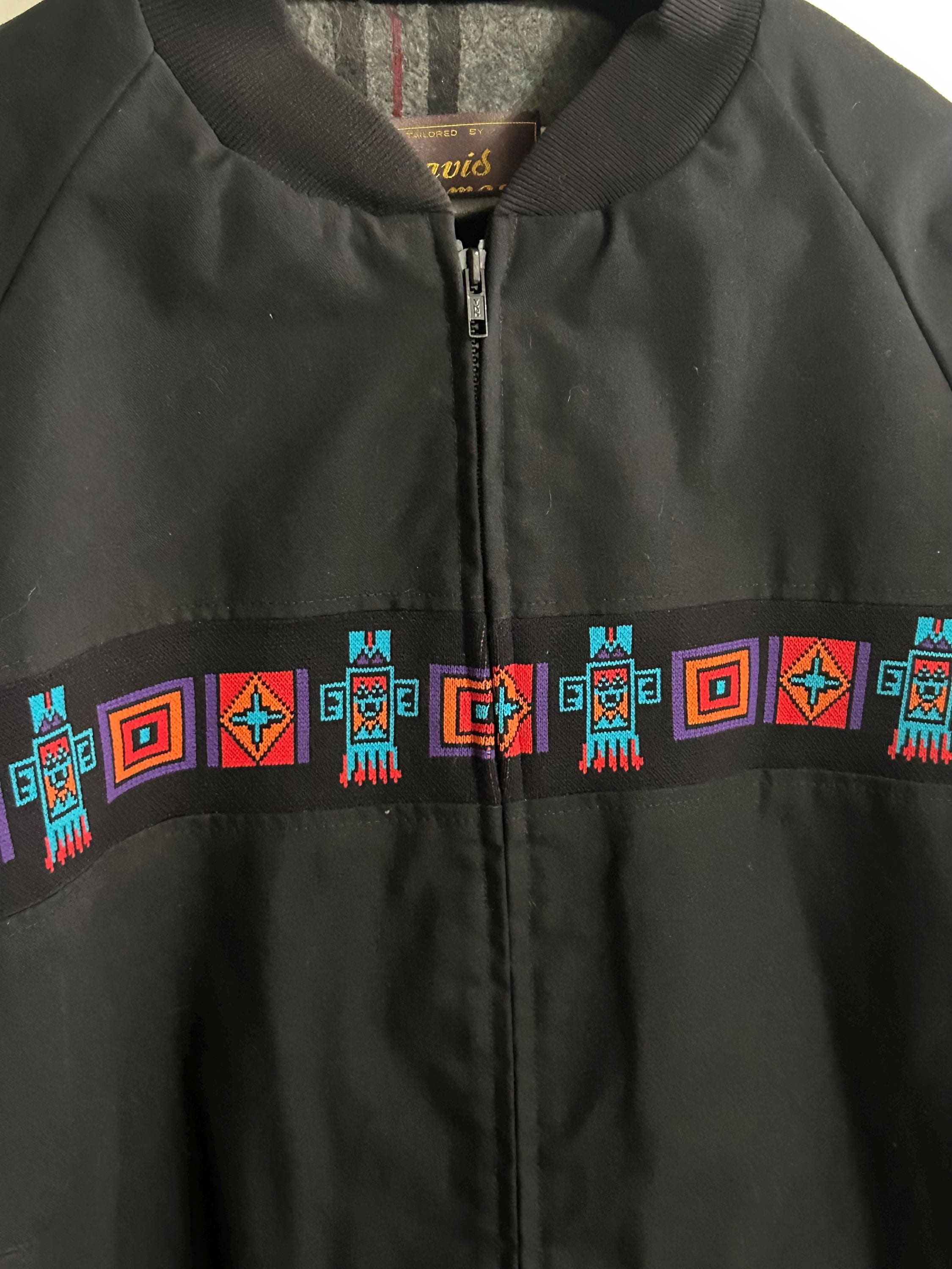 Vintage David James Aztec Cowboy Native American - Lined Bomber