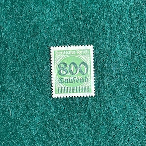 1923 Deutschmark Reich Scott Stamp No 273 (mi 308a) 800 Saufend over 1000 Overprint Hyperinflation - Green - Vintage Gem!!