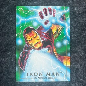 1992 マーベル マスターピース - アイアンマン - カード #30 - 新品同様の状態 - 表面 (印刷の跡あり)、中央、角 = 完璧なヴィンテージの逸品!!