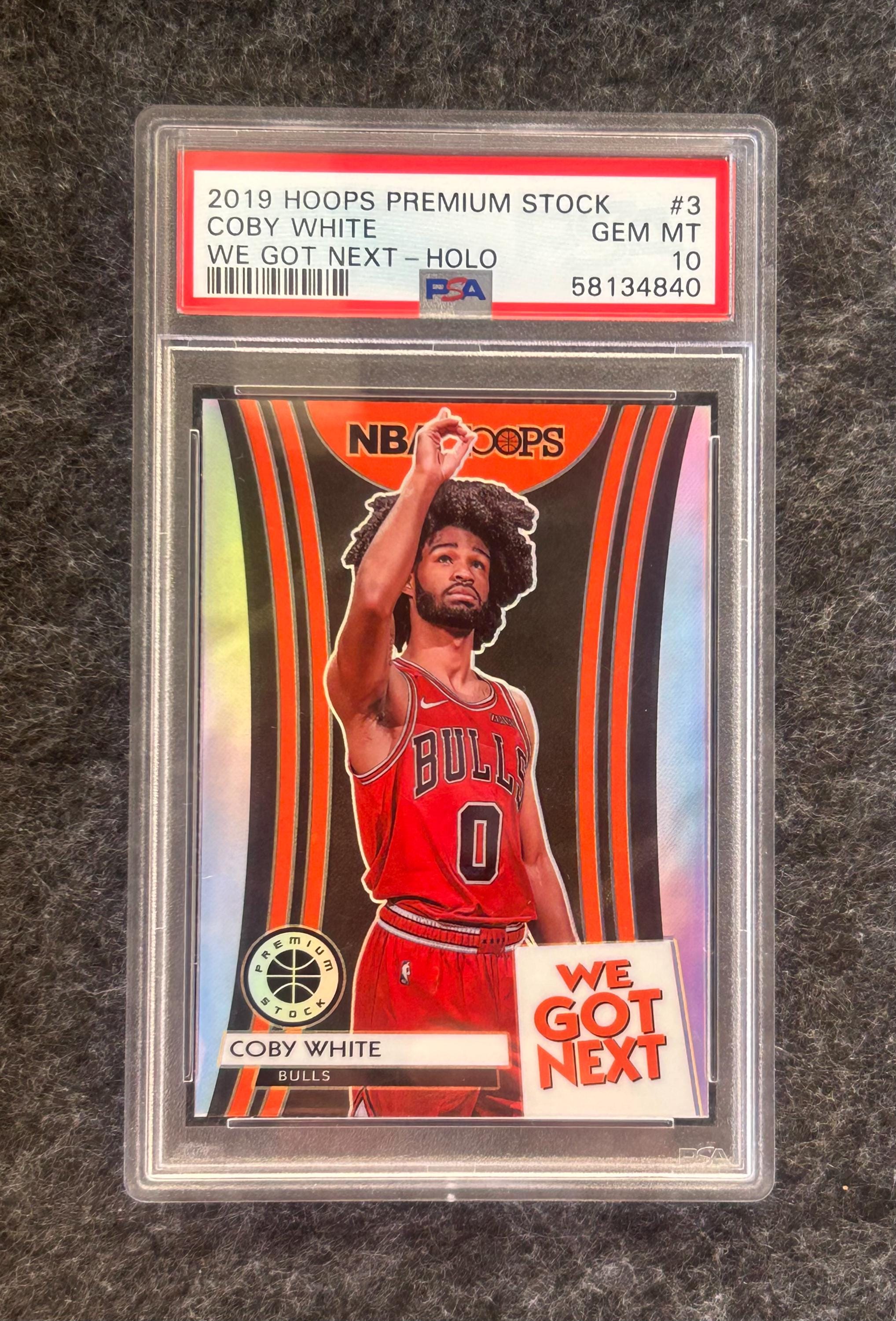 2019-20 Hoops Premium Stock Basketball - Coby White - We Got Next Holo Rookie Card - No 3 - PSA 10 - Mint - Chicago Bulls - Future Star Gem!