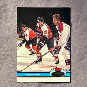 1991 Stadium Club Hockey - Mike Ricci - Cartão do 2º ano nº 386 - Condição impecável/perfeita - Lenda do Philly Flyers e Colorado Avalanche - Jóia!!