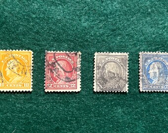 古い米国切手、1916-17年 不完全な切手 スコット #481-#484、1916-22年