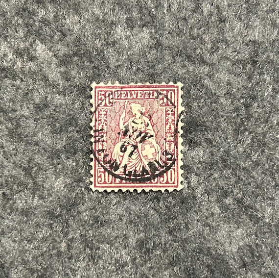 スイス / ヘルベティア 50 フランコ切手 - 1867 スコット #59 - レッド