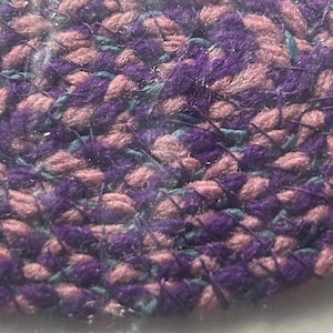 Miniature Handmade Oval Small 3 x 2 in Dollhouse Rug - Purple, Violet, & Blue - Handmade by Chrissy - Vintage Gem!  See Photos!!