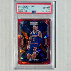 2020 Panini Prizm Red Ice - Obi Toppin - Rookie Card - No 280 - PSA 10 - Mint - New York Knicks - Star Gem!!