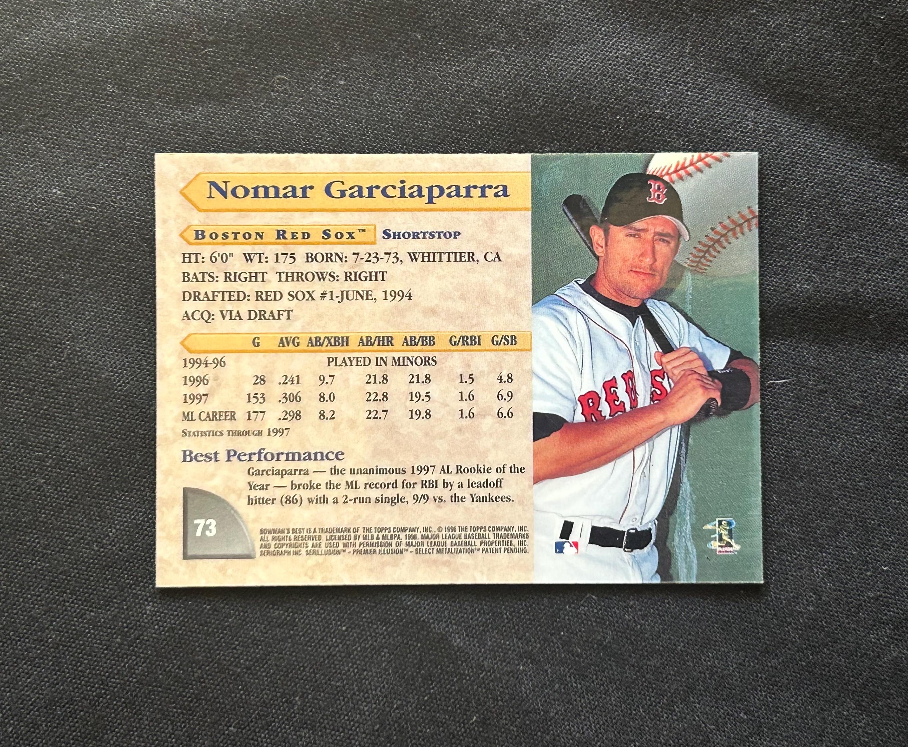 その他 1999 Bowman's Best Atomic Garciaparra 1999 Bowman's Best Refractor #89 Nomar Garciaparra /100