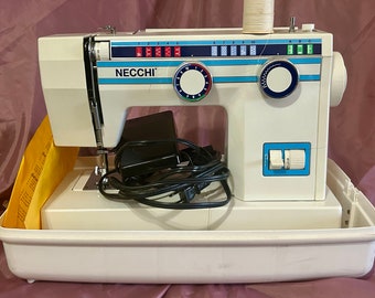 Vintage Necchi Sewing Machine and Foot Pedal - Model 3537 - 1990’s - Fantastic Condition - Rare Vintage Gem!