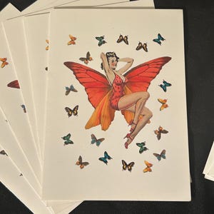 Vintage Cafepress Karte - Butterfly Lady - Anfang 2000 - Neuwertig - Lot von 6 Karten mit Umschlägen - Vintage Classic Juwel mit Stil !!