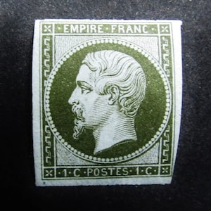 France Stamp - Scott # 10 / 1853 - 1c - M OG H - Emperor Napoleon lll - Gen Issue - Cat. 190.00  - Rare Vintage Gem!
